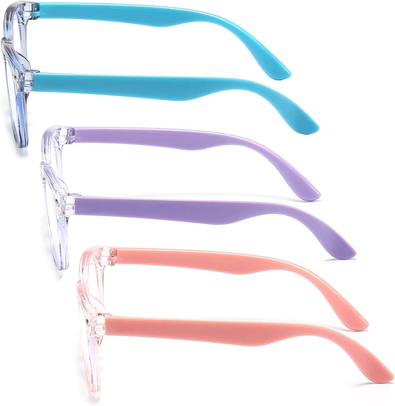 FANNYGO Store 3 Pack kids Blue Light Blocking Glasses for girls boys Computer Blue Light Blocking Glasses For Age 3-9 (Light blue + Light purple + Light pink) - Image 5